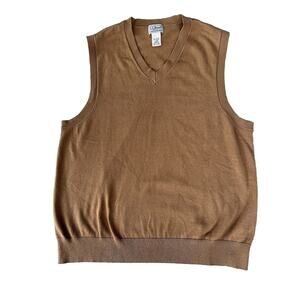 L L Bean Vest Mens Brown L VNeck Cashmere Blend Flaws Please Read Christmas!!